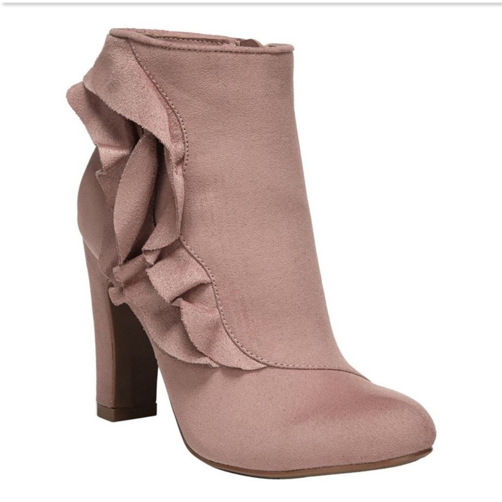 Dusty Rose Ruffle Ankle Boots - Picture 5 of 5